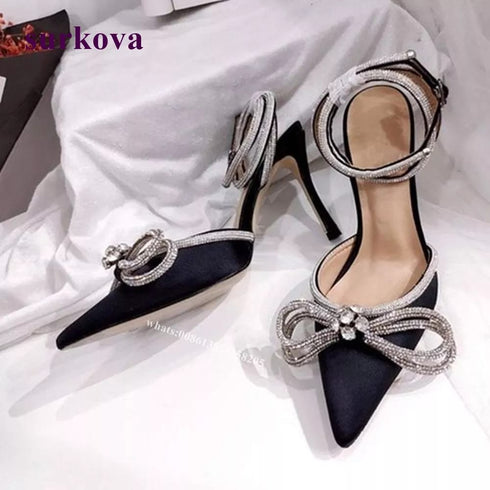 Crystal Butterfly Ankle Rhinestone Strap Pointed Stiletto